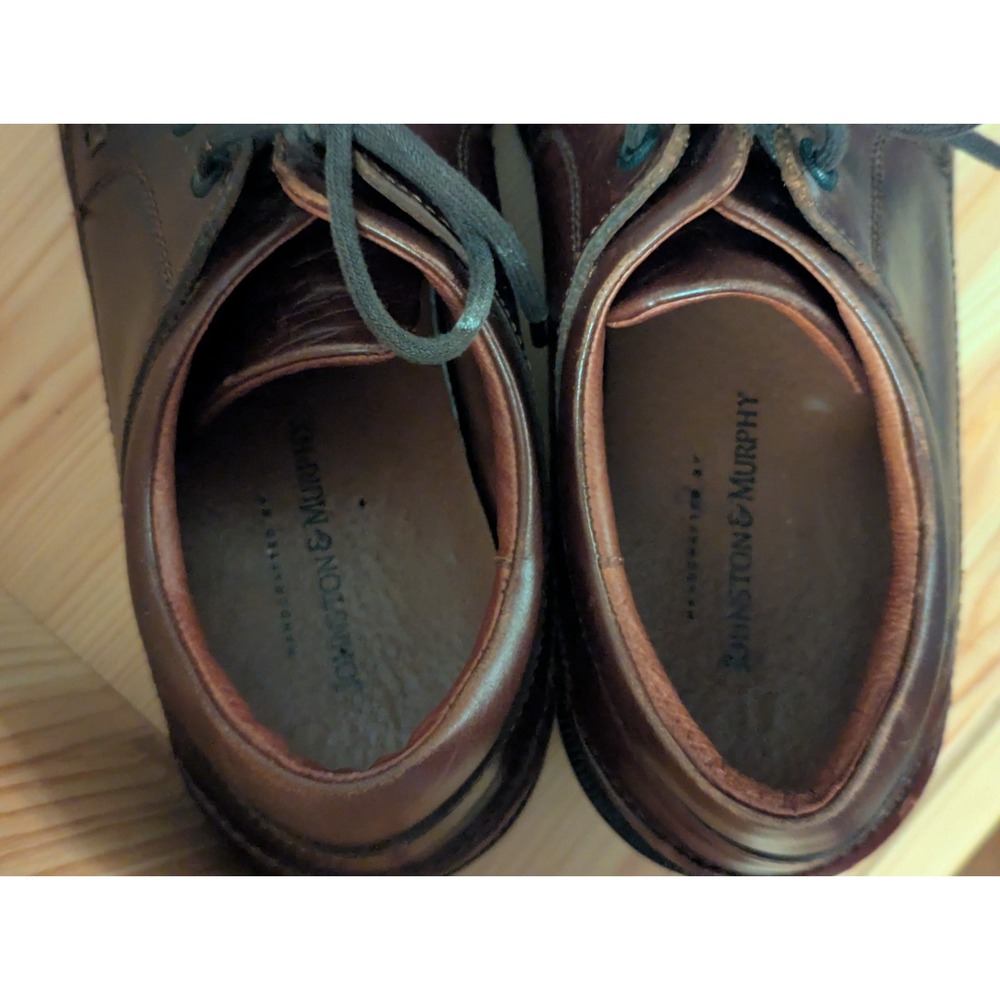 Johnston & Murphy Sz 9.5 Oxford Brown Leather Men Lace Up ‎ Medium - Picture 2 of 10